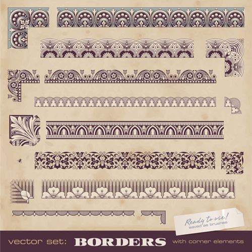 Vintage perbatasan dengan sudut elemen vektor