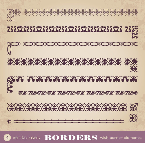 Vintage fronteras con vectores de elementos de esquina