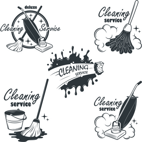 las etiquetas de servicio limpieza Vintage vector