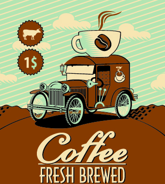 vector de diseño de cartel de publicidad de café vintage