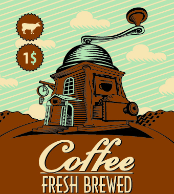 vector de diseño de cartel de publicidad de café vintage