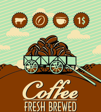 vintage café publicidade cartaz projeto vector