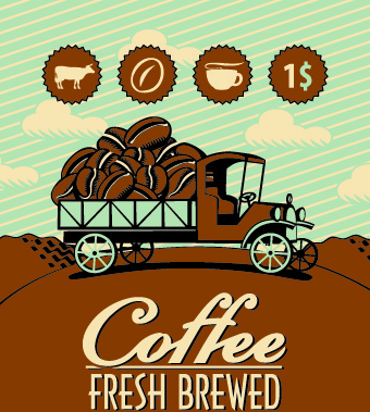 ناقلات تصميم ملصق الإعلان قهوة خمر