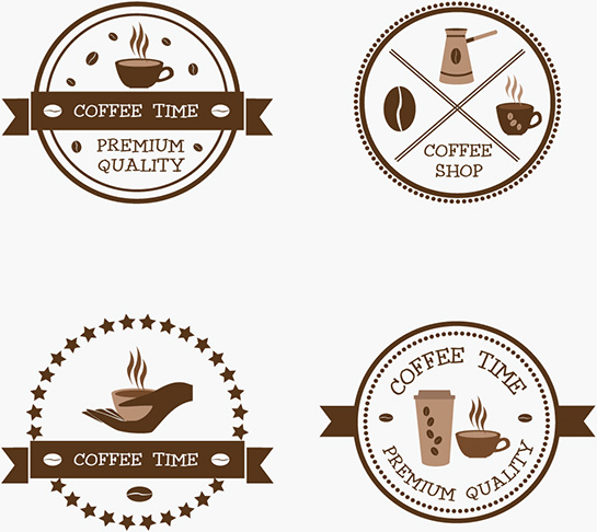 Vintage kahve dükkanı logolar