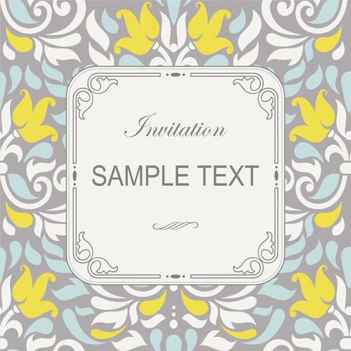 vector de tarjetas de invitación de patrón de decoración vintage