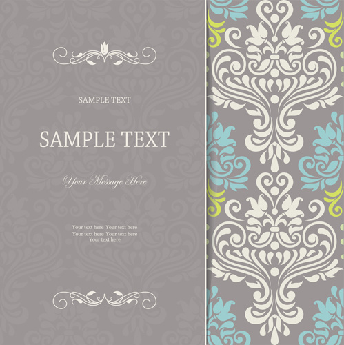 vector de tarjetas de invitación de patrón de decoración vintage