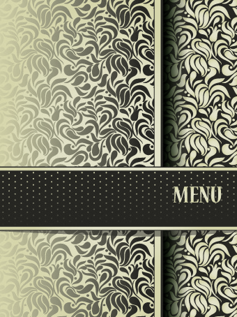 復古裝飾圖案餐廳功能表封面向量