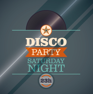 soirée disco vintage affiche flyer design vecteur