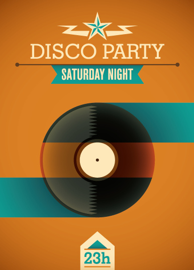 festa in discoteca vintage poster flyer design vettoriale