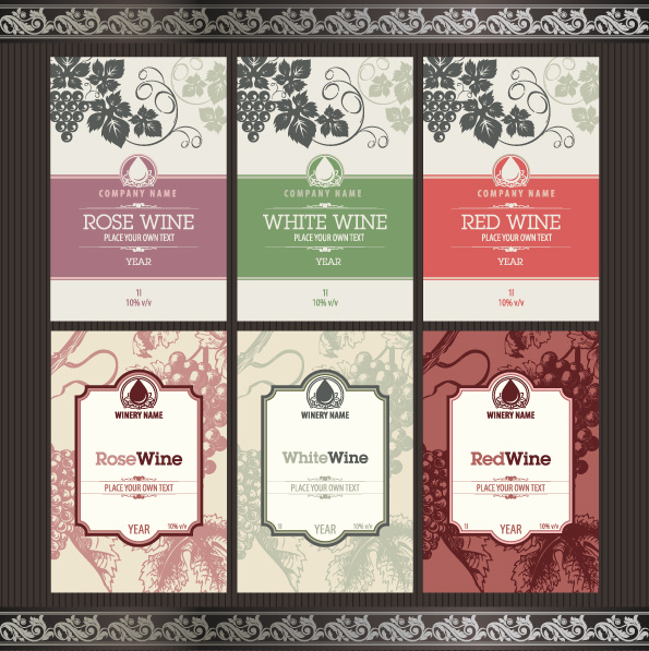 Vintage elementos de vector de etiquetas de vino