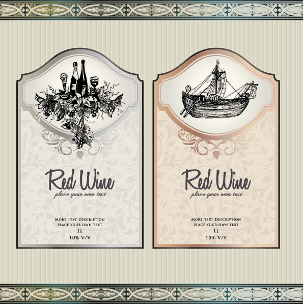 Vintage elementos de vector de etiquetas de vino