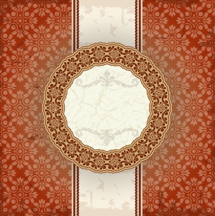 Vintage fondo floral con el vector de marco redondo