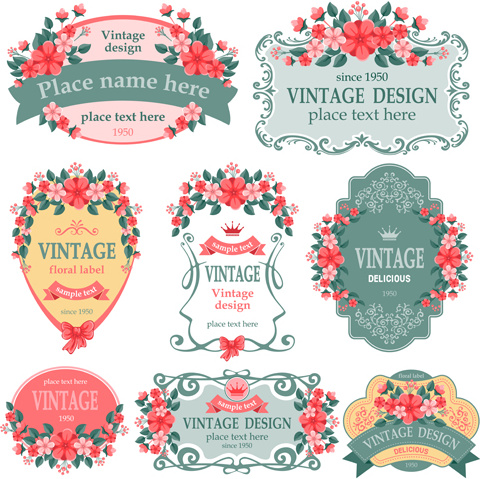 Vintage Floral Labels Vector Graphics Vintage Floral Labels Vector Graphics