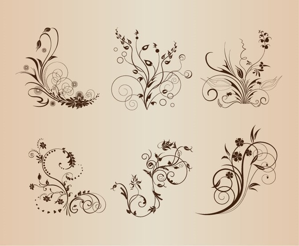 elementos del patrón floral Vintage vector ilustración