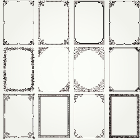Ornamen vintage frames vector set