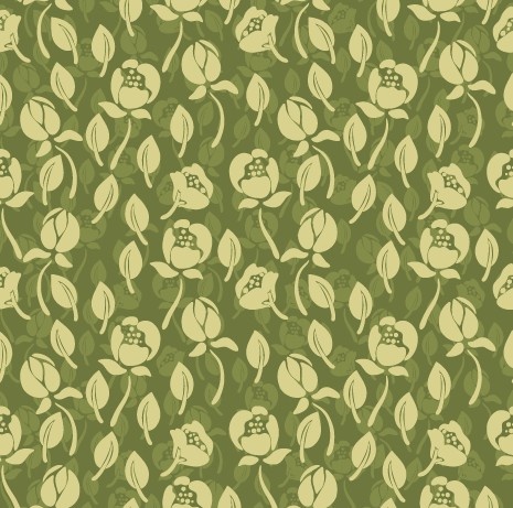 pola bunga hijau vintage mulus