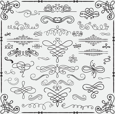 Vintage Hand Drawn Swirls Ornaments With Corner Vector