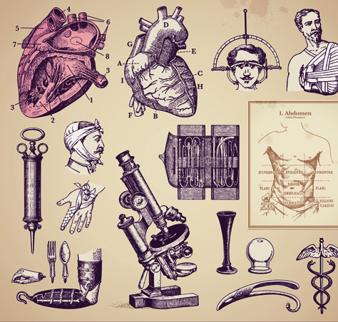 elementos de medicina Vintage vector