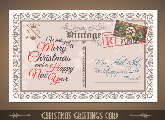 Vintage Selamat Natal kartu pos vektor tamplate