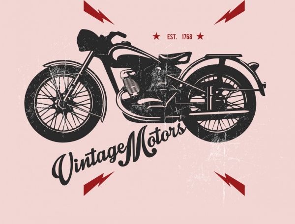 Vintage motocykl reklama czarny design bolt ikony