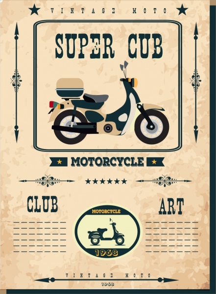 марочных мотоцикл клуб баннер супер cub значок орнамент