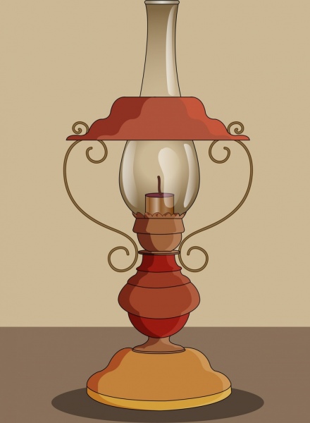 ícone de lâmpada de óleo vintage desenho multicolorido