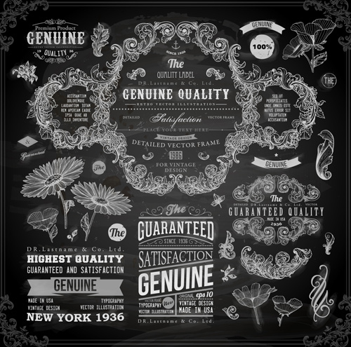 Vintage ornamenti copertine per etichette e cornice vettoriale