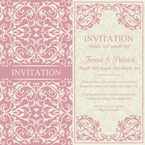 Vintage Ornate Holiday Invitation Cards Vector