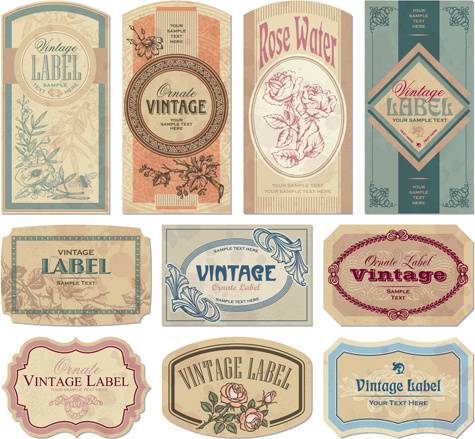 conjunto de vectores de etiquetas de papel vintage