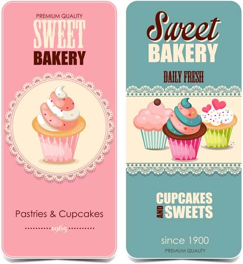 pasteles vintage con el vector de tarjetas cupcakes