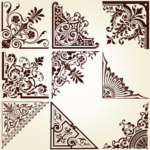 patrón Vintage fronteras y ornamentos vectoriales