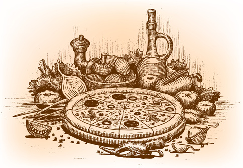 vector de diseño vintage de la pizza