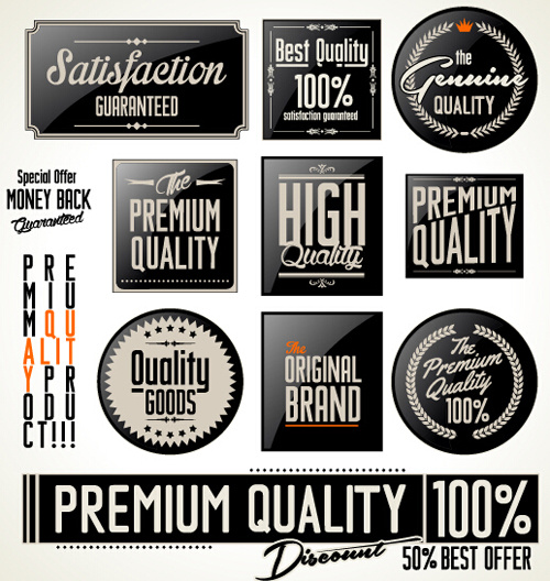 Vintage Premium Qualität Aufkleber und Etiketten mit Banner-Vektor
