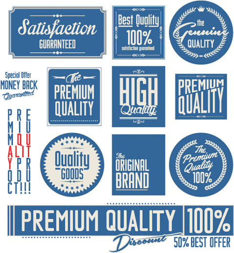 Vintage premium calidad adhesivos y etiquetas con el vector de banner