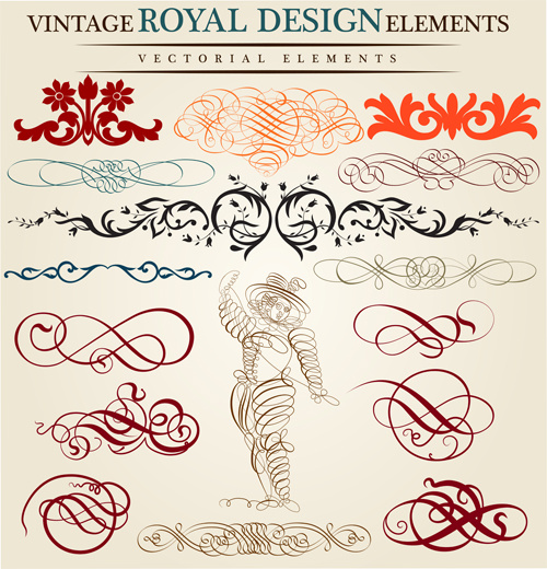 vetor de elementos de design ornamentos royal vintage