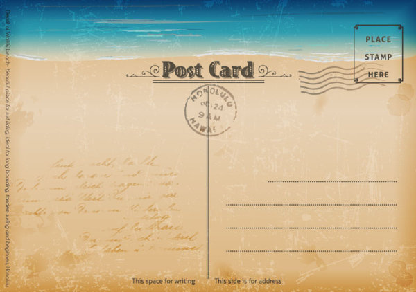ヴィンテージ海要素ポスト カード ベクトル