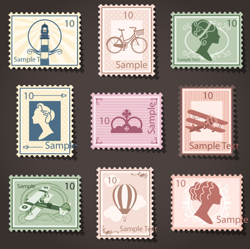 graphiques vectoriels de timbres Vintage échantillon