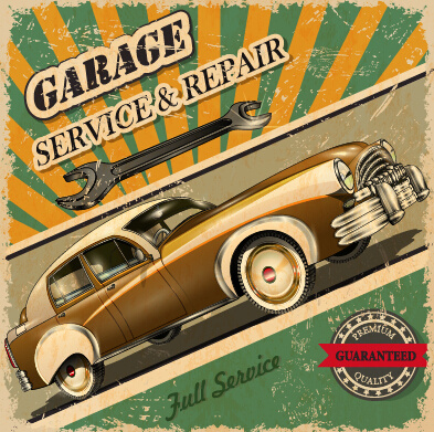 vector de estilo vintage coche publicidad poster