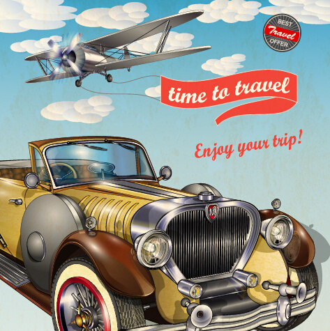 Vintage Style Car Advertising Poster Vector