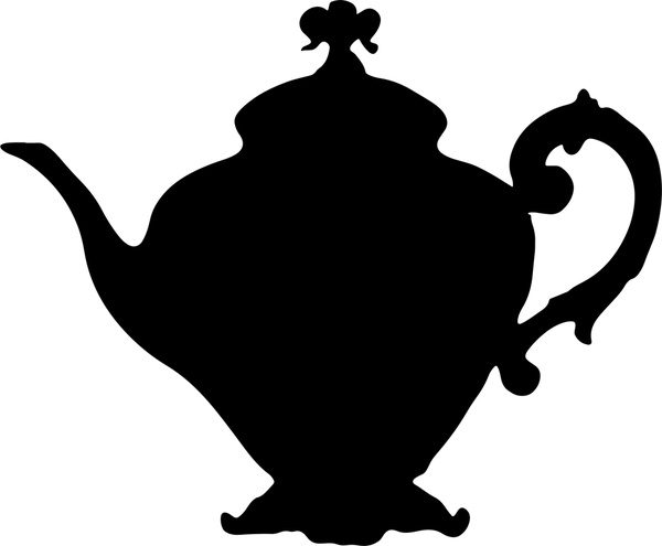 复古茶壶矢量插图与剪影样式