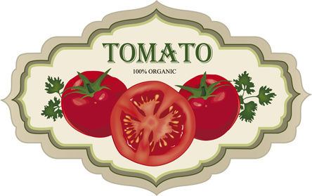 Vintage tomat label desain vektor