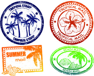 Vintage seyahat pullar öğeleri vektör