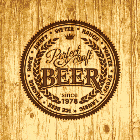 vector de etiquetas de cerveza de madera vintage