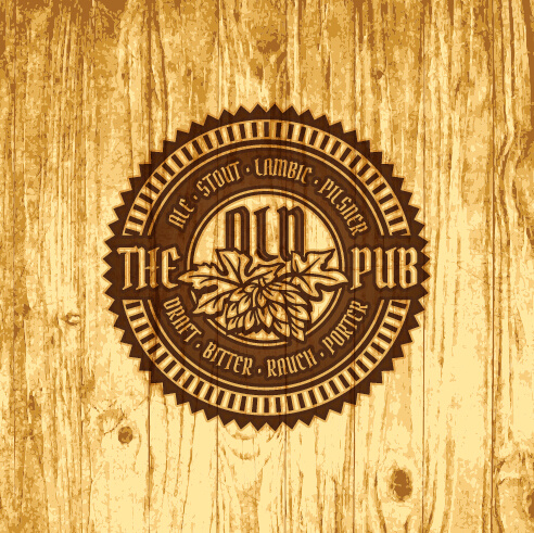 vector de etiquetas de cerveza de madera vintage