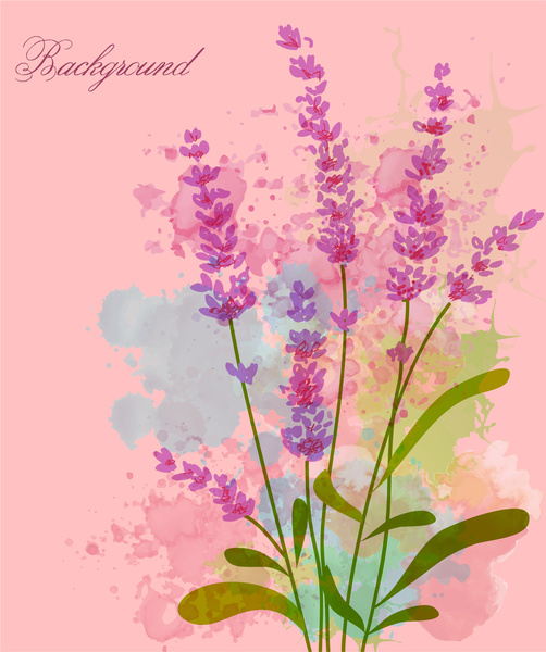 fleurs violettes sur fond de couleur de l’eau rose