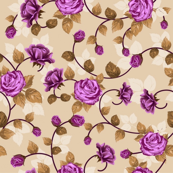 fundo de rosas violeta repetindo estilo sem emenda