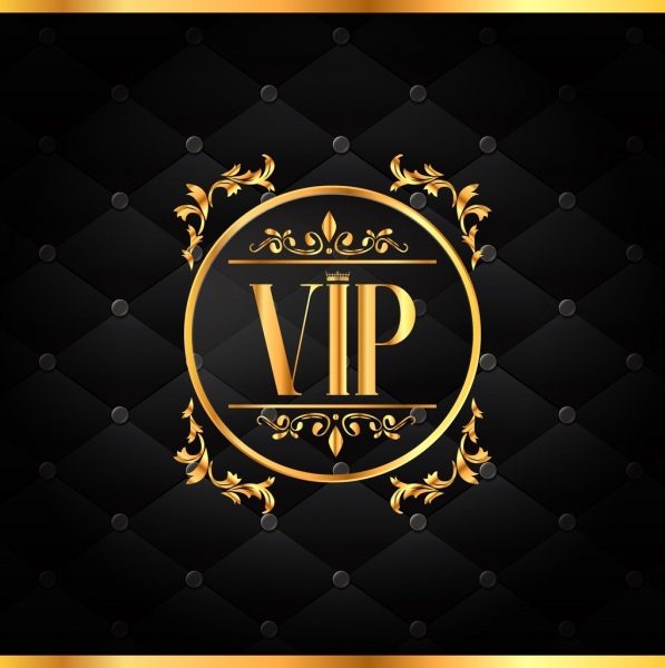 VIP-Hintergrund golden Text dekorative Kreise schwarzer Hintergrund