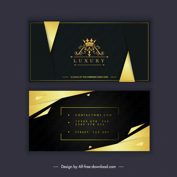 Modelo de cartão de visita vip decoração preta de coroa dourada