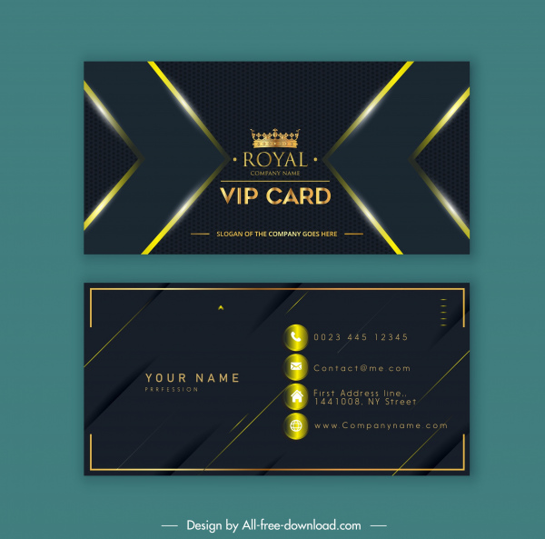 vip plantilla de tarjeta de visita lujo corona de oro oscuro