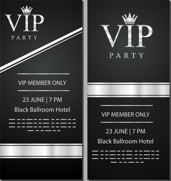 VIP card modèle élégant noir décor blanc